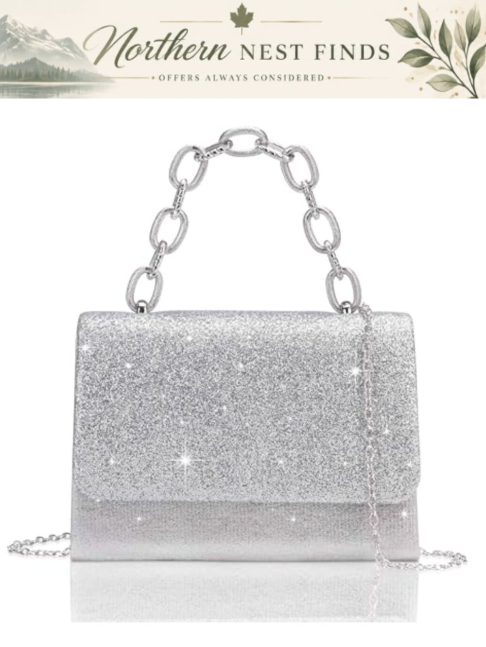Synthetic Clutch Evening Bag Detachable Crossbody Chain Formal Handbag